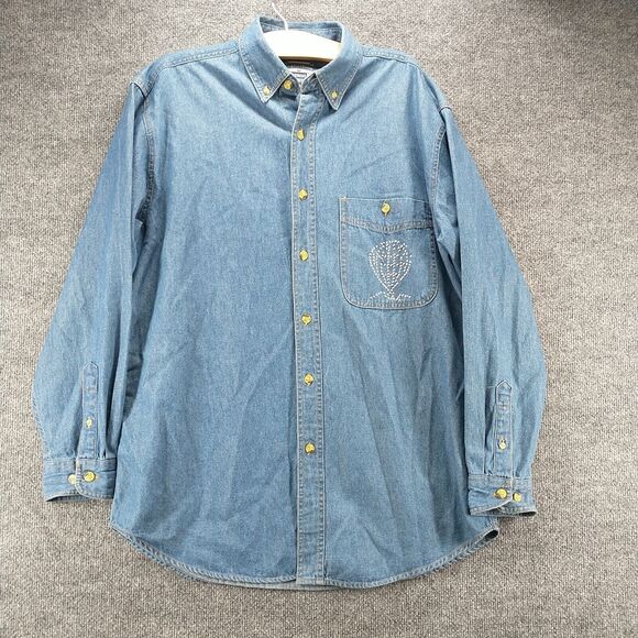 Real Good Denim Women's Jean Jacket Blue Medium Long Sleeve Button Front Vintage - Picture 2 of 12